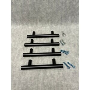 Unbranded Set of 4 Cabinet Pulls Home 5 Inch Matte Black T-Bar  Pack